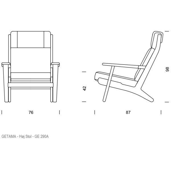 Hans J. Wegner - GE290A Høj Lænestol